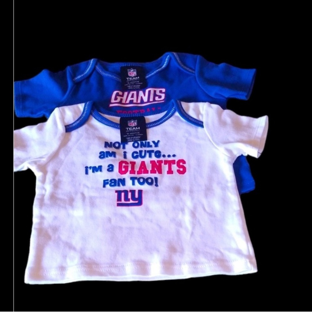 NWT 2 NFL Giants Kids White and Blue Tshirts 12 months